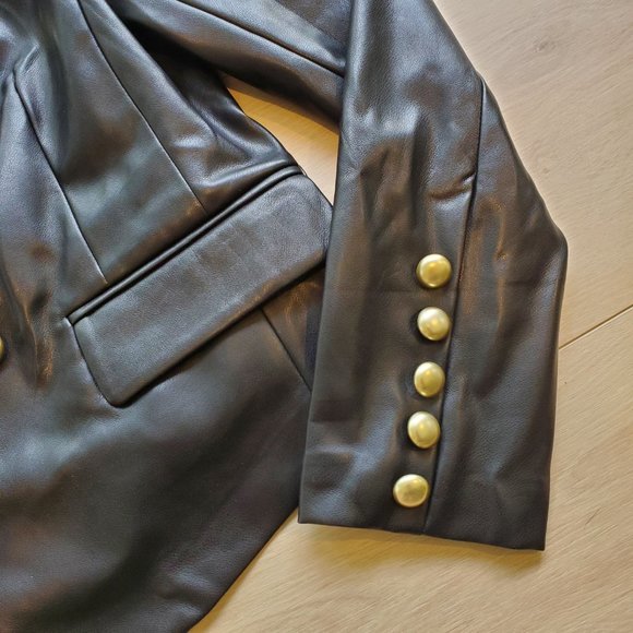 Dolce Cabo Vegan Leather Black Double Breasted Jacket - Picture 3 of 4